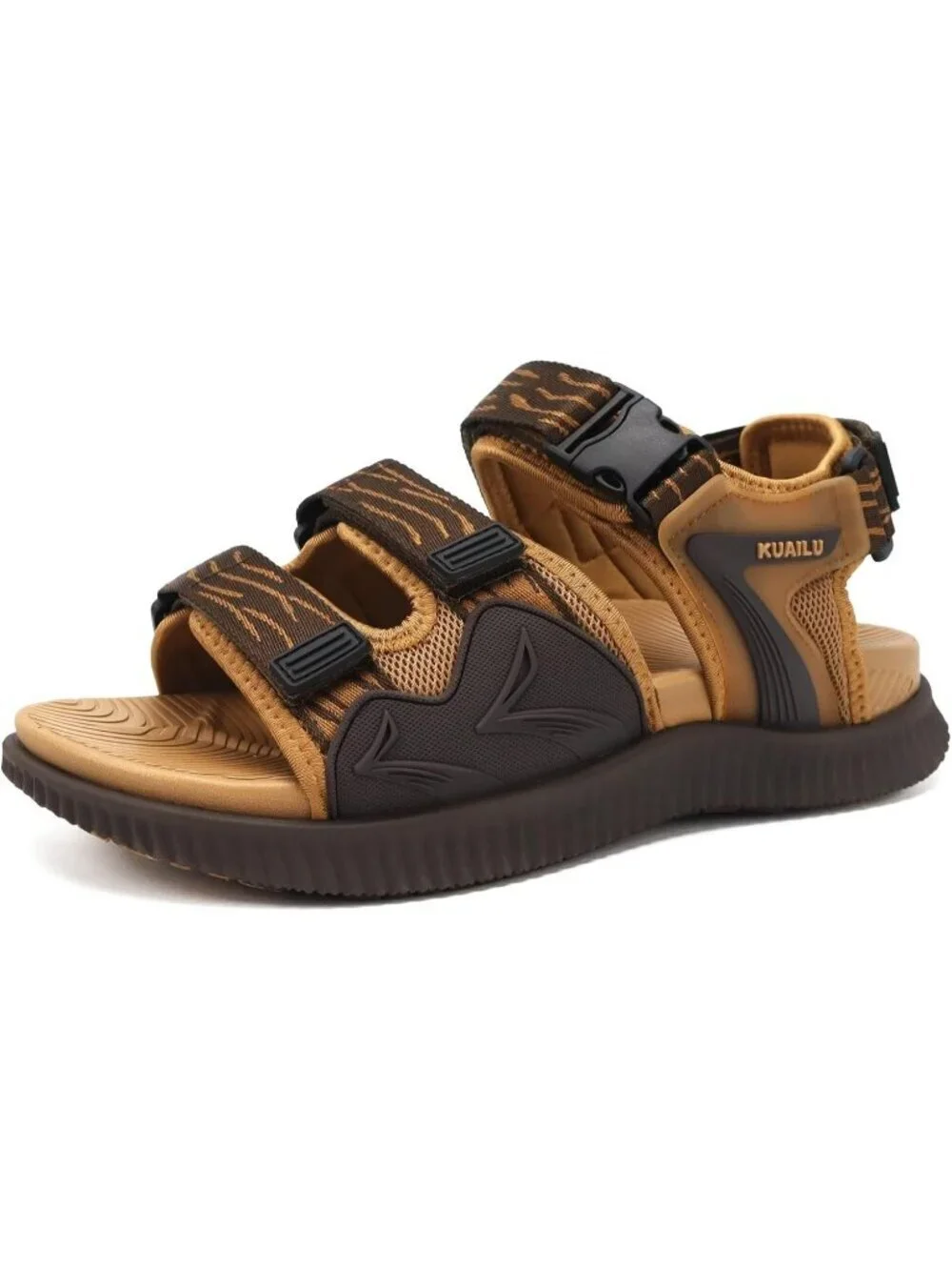 Men's Khaki Orthopedic Recovery Plantar Fasciitis Open Toe Hiking Sandal Shoes